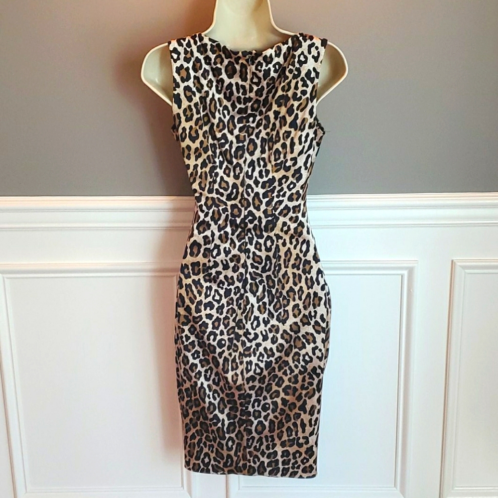 Cache Cheetah Print Midi Dress Size 4 - image 4